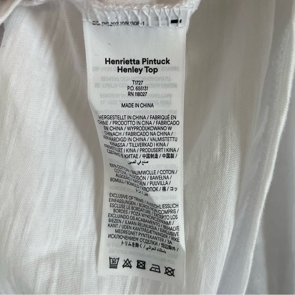 Boden | Henrietta Pintuck Henley Top in White, EUC, size 14 - Picture 9 of 13